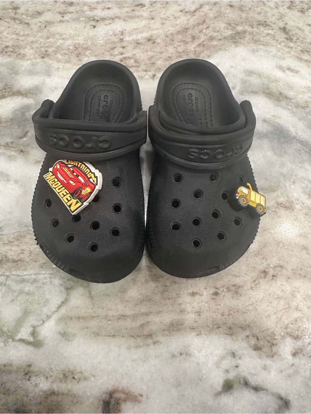 CROCS Kids Black Clog Sandals with Character Jibbitz